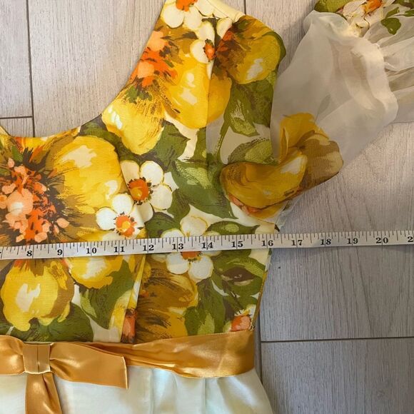 60s vintage Nu-Mode chiffon empire waist gown floral - Picture 13 of 16